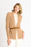 Waffle Stitch Cardigan Sweater with Pocket, Caramel Heather