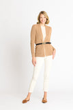 Waffle Stitch Cardigan Sweater with Pocket, Caramel Heather