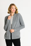 Waffle Stitch Cardigan Sweater with Pocket, Medium Grey Heather