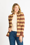 Wave Stripe J-Pocket Cardigan Sweater, Caramel Heather